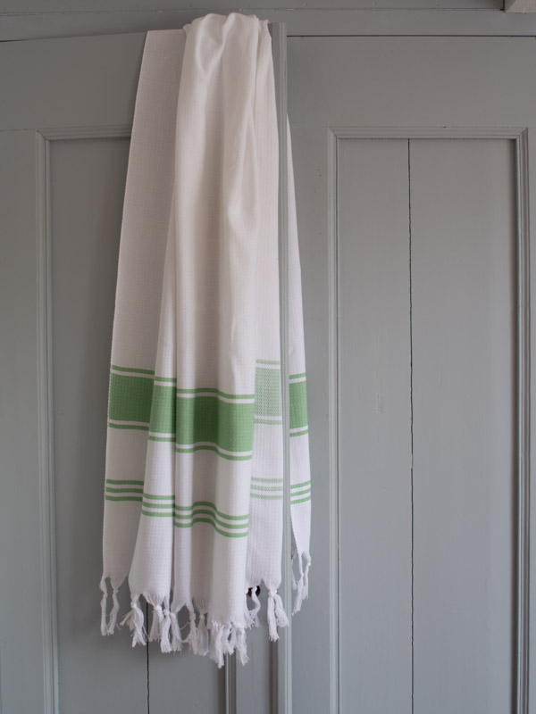 hammam towel white/pistachio green
